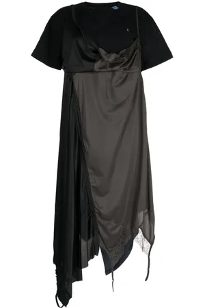 Maison Mihara Yasuhiro Vestido midi estilo playera a capas