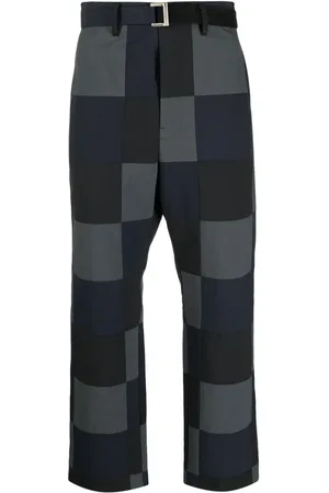 SACAI Pantalones acampanados con cuadros estampados