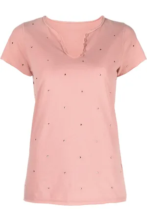 Zadig & Voltaire Playera con cuello Henley y detalles de strass