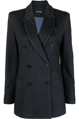 Emporio Armani Blazer con doble botonadura y estampado de espiga