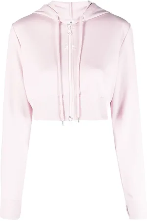 Courrèges Hoodie corta con parche del logo y cierre