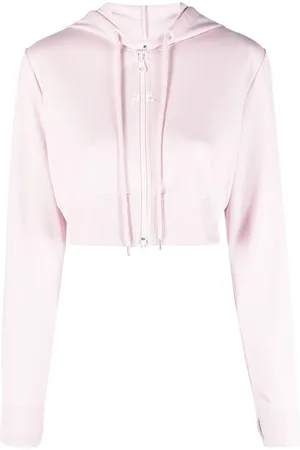 Courrèges Hoodie corta con parche del logo y cierre