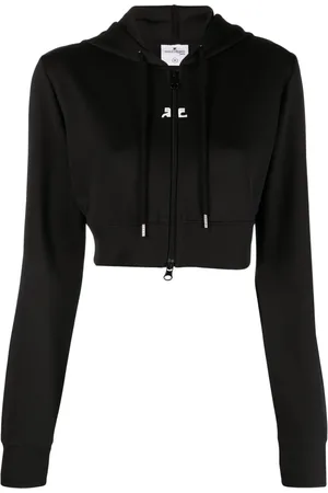 Courrèges Hoodie corta con parche del logo y cierre