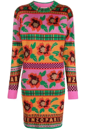 Kenzo Vestido tejido con motivo Fair Isle