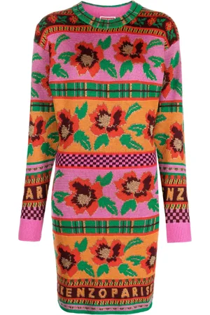 Kenzo Vestido tejido con motivo Fair Isle
