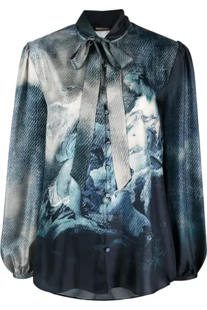 Roberto Cavalli Blusa de seda con estampado gráfico
