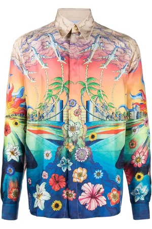 Casablanca Camisa de seda con estampado gráfico