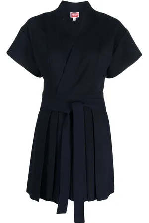 Kenzo Vestido corto cruzado con diseño plisado