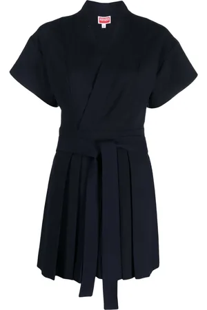 Kenzo Vestido corto cruzado con diseño plisado