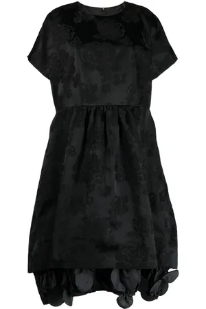 Comme des Garçons Vestido midi en forma de campana con apliques florales