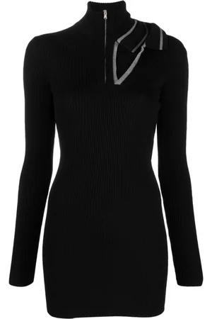 Y / PROJECT Vestido corto tejido de canalé con aberturas