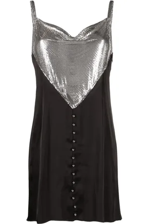 Paco rabanne Vestido corto con panel de malla
