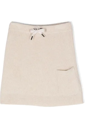 Brunello Cucinelli Falda de cachemira acampanada con cordones