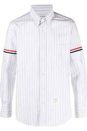 Thom Browne Camisa oxford con franja de grosgrain