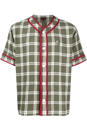 CLOT Camisa con cuadros estampados y bordes a rayas