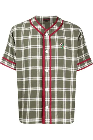 CLOT Camisa con cuadros estampados y bordes a rayas