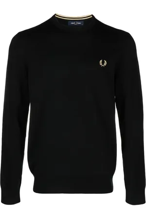 Fred Perry Suéter con logo bordado y cuello redondo