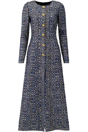 Giambattista Valli Vestido largo de tweed con diseño acampanado