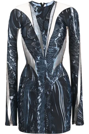 MUGLER Vestido corto con estampado abstracto