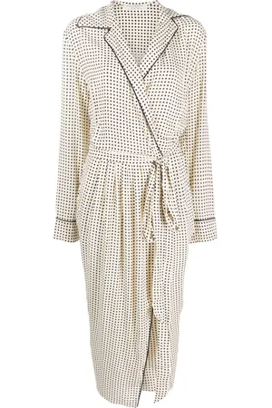 Serafini Vestido midi con estampado de lunares y cinturón