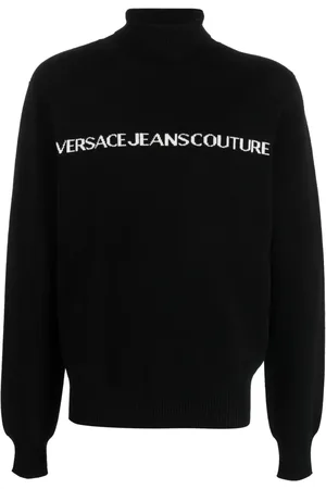 VERSACE Suéter con logo estampado y cuello vuelto