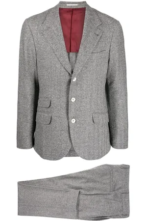 Brunello Cucinelli Traje con motivo pied de poule