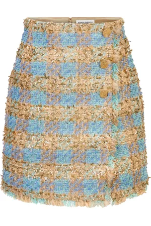 Nina Ricci Falda de tweed acampanada con motivo de cuadros