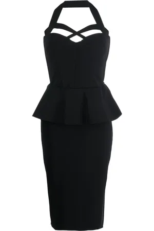 CHIARA BONI Vestido midi con cuello halter y volantes