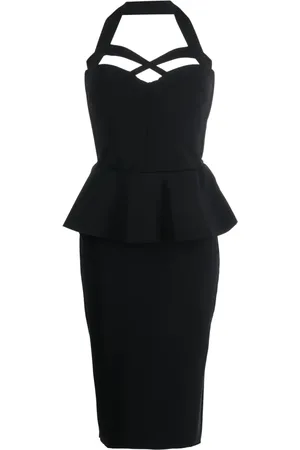 CHIARA BONI Vestido midi con cuello halter y volantes