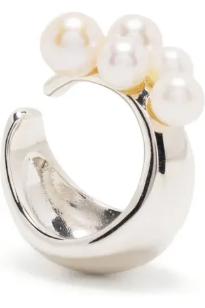 E.M. Arete ear-cuff en plata de ley con perla