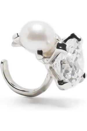E.M. Arete ear-cuff con detalles de cristal y perla