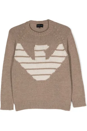 Emporio Armani Suéter con cuello redondo y logo en intarsia
