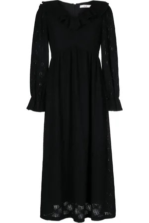 B+AB Vestido midi con diseño acampanado y volantes