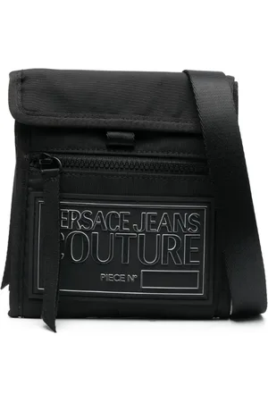 VERSACE Mochila tipo mensajero con parche del logo