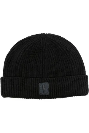 Neil Barrett Gorro tejido de canalé con logo bordado