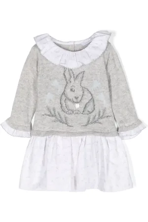 PATACHOU Vestido tejido a capas con motivo de cuadros en intarsia