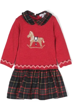 PATACHOU Vestido tejido a capas con motivo de cuadros en intarsia
