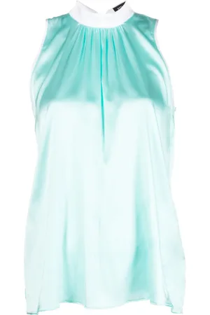 Styland Blusa de seda con moño en el cuello