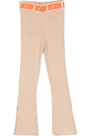 Msgm Pantalones tejidos de canalé con logo estampado