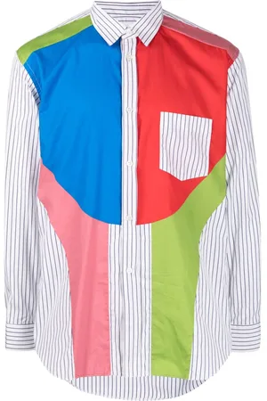 Comme des Garçons Camisa con diseño color block y motivo de rayas