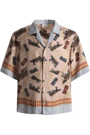 Bally Camisa de seda con estampado Trains