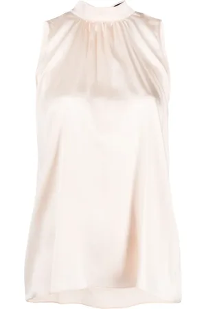 Styland Blusa de seda con moño en el cuello