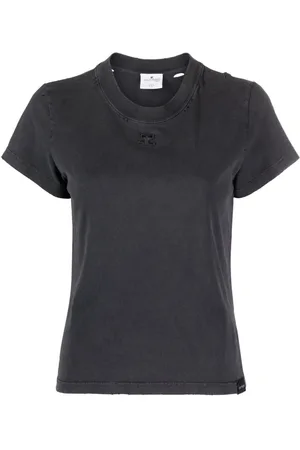 Courrèges Playera con motivo bordado y efecto envejecido