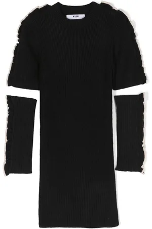 Msgm Vestido tejido de canalé con mangas estilo guantes