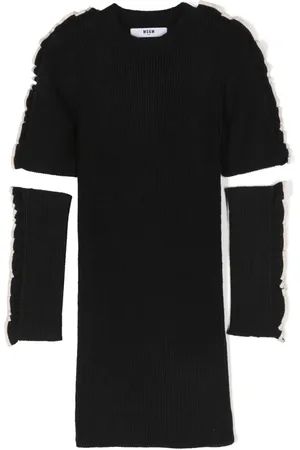 Msgm Vestido tejido de canalé con mangas estilo guantes