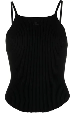 Courrèges Top tejido de canalé con logo bordado