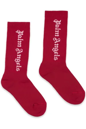 Palm Angels Calcetines tejidos de canalé con logo en intarsia