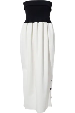 Proenza Schouler Vestido midi estilo strapless con diseño de dos tonos