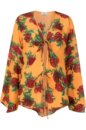 AMIR SLAMA Blusa con rosas estampadas
