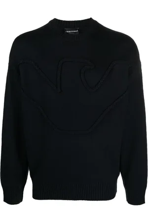 Emporio Armani Suéter trenzado con logo en relieve